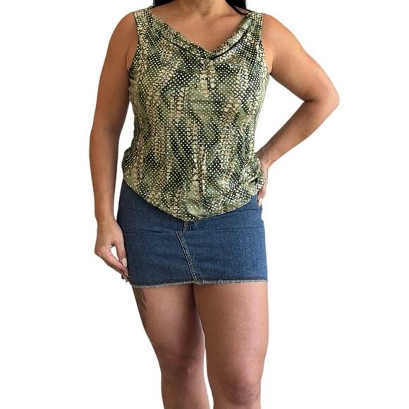 Vintage Y2K Sequin Tank Top 2XL Green Sparkle Party Made in USA fastival - Picture 2 of 7